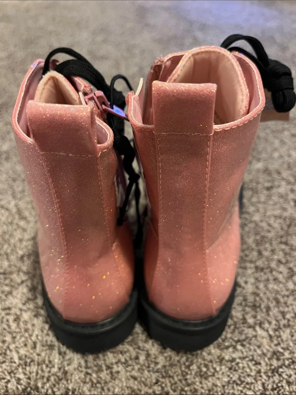 Thereabouts Kids Pink Glitter Lace-Up Ankle Boots